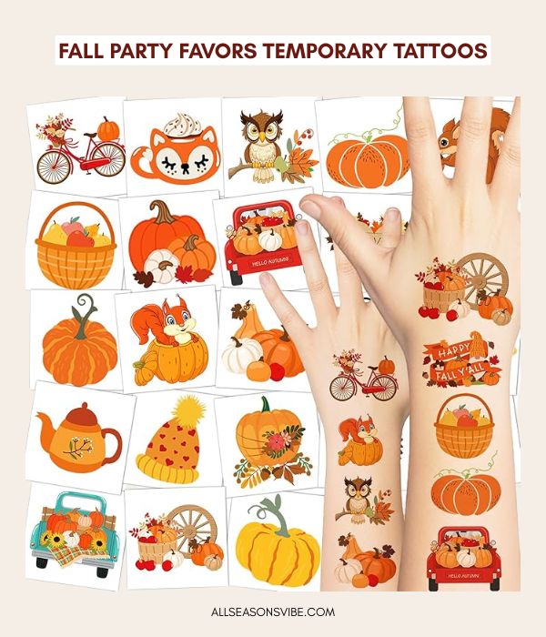 Fall Party Favors Temporary Tattoos