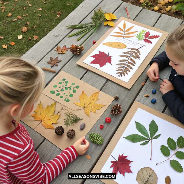 easy fall crafts for kids fall nature collage