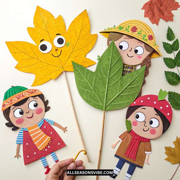 easy fall crafts for kids leaf people puppets