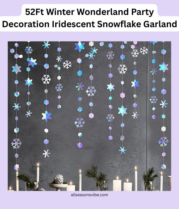 52Ft Winter Wonderland Party Decoration Iridescent Snowflake Garland