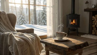 cozy winter morning with aesthetic vibes coffee and blanket