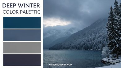 Deep winter color palette inspiration with cool, dark, and metallic shades