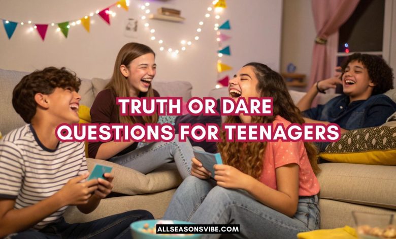 Group of teenagers laughing while playing truth or dare