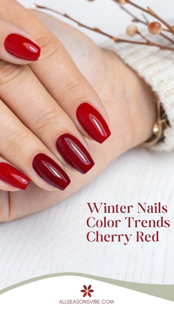 Winter Nails Color Trends Cherry Red