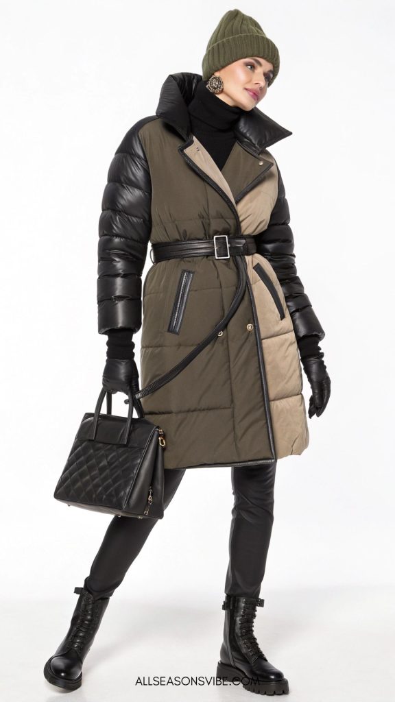 classy and cozy Winter Outfits belted puffer coat
