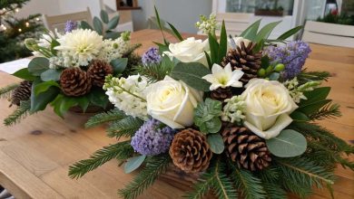 elegant winter floral arrangements with seasonal flowers and greenery