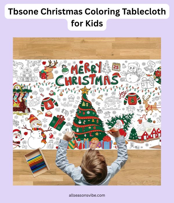 Tbsone Christmas Coloring Tablecloth for Kids