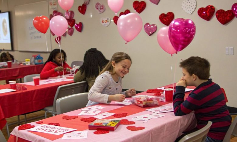 Valentines day party for kids with crafts and games