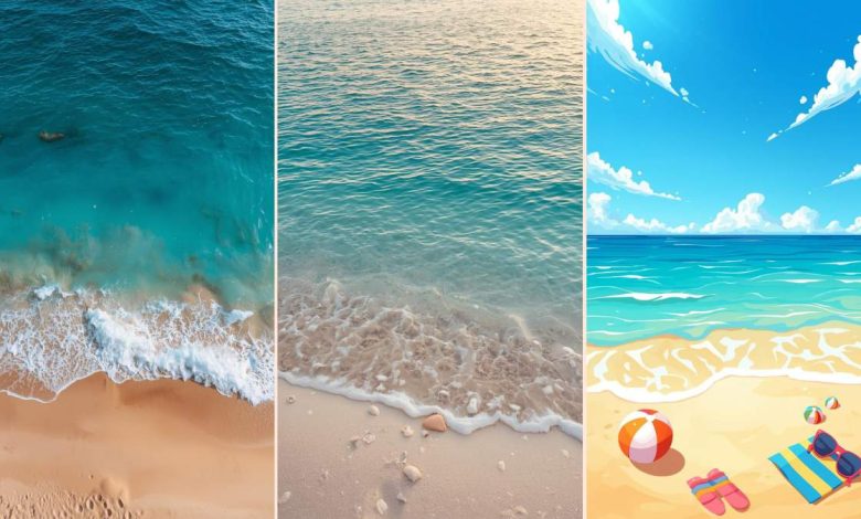 Summer vibes wallpaper aesthetic ideas for iPhone, laptop, and iPad in pink, blue, beach, and vintage styles