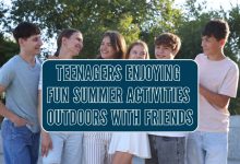 Teenagers enjoying fun summer activities outdoors with friends