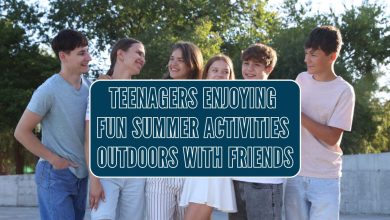 Teenagers enjoying fun summer activities outdoors with friends