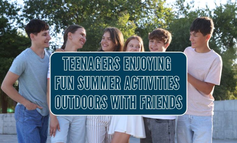 Teenagers enjoying fun summer activities outdoors with friends