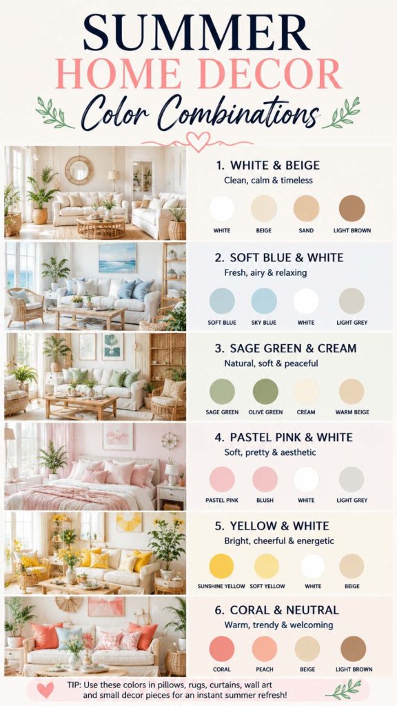 summer home decor color combinations
