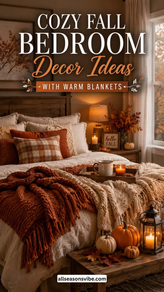 cozy fall bedroom decor ideas with warm blankets