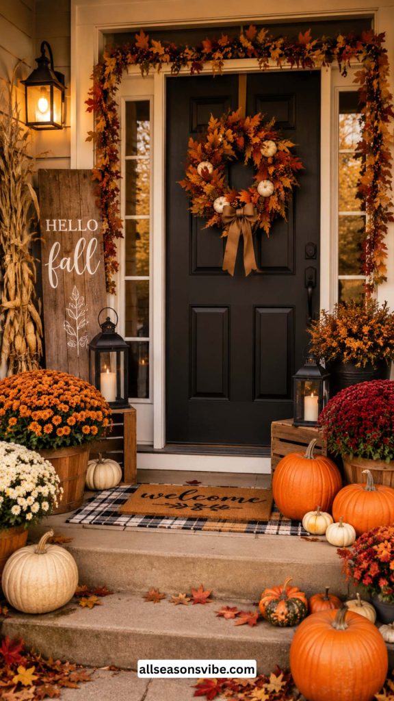fall front door and porch decorating inspiration