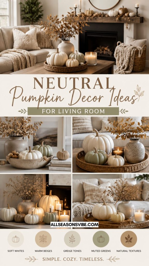 neutral pumpkin decor ideas for living room (1)