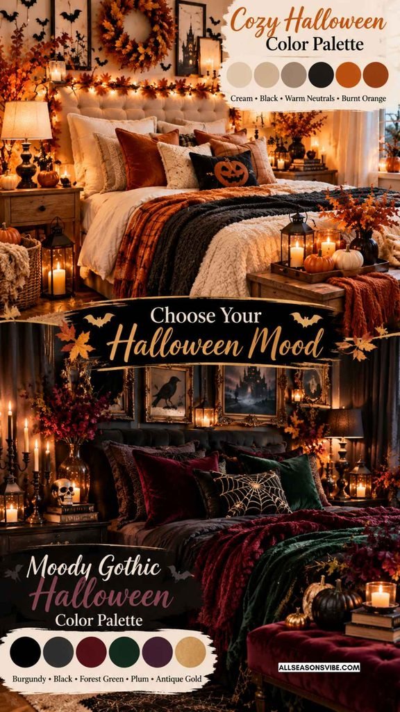 cozy halloween beedroom color palette