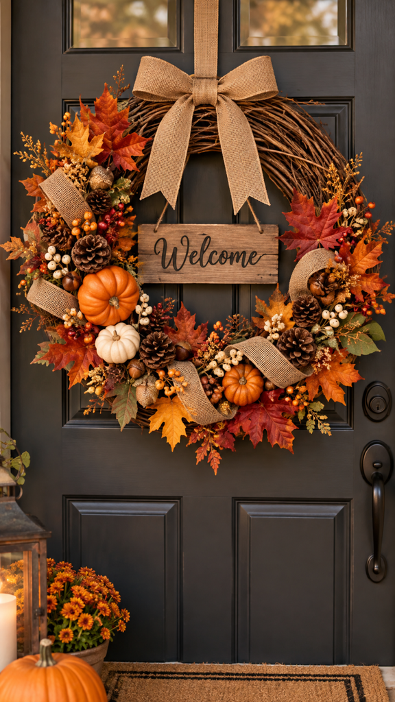 handmade fall wreath for front door