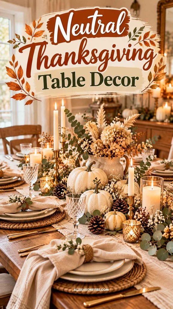 neutral thanksgiving table decor