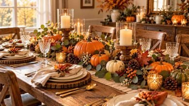 rustic thanksgiving tablescape with pumpkins